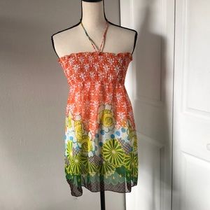 Smoked Chest Flowe Print Cover up Dress | Os